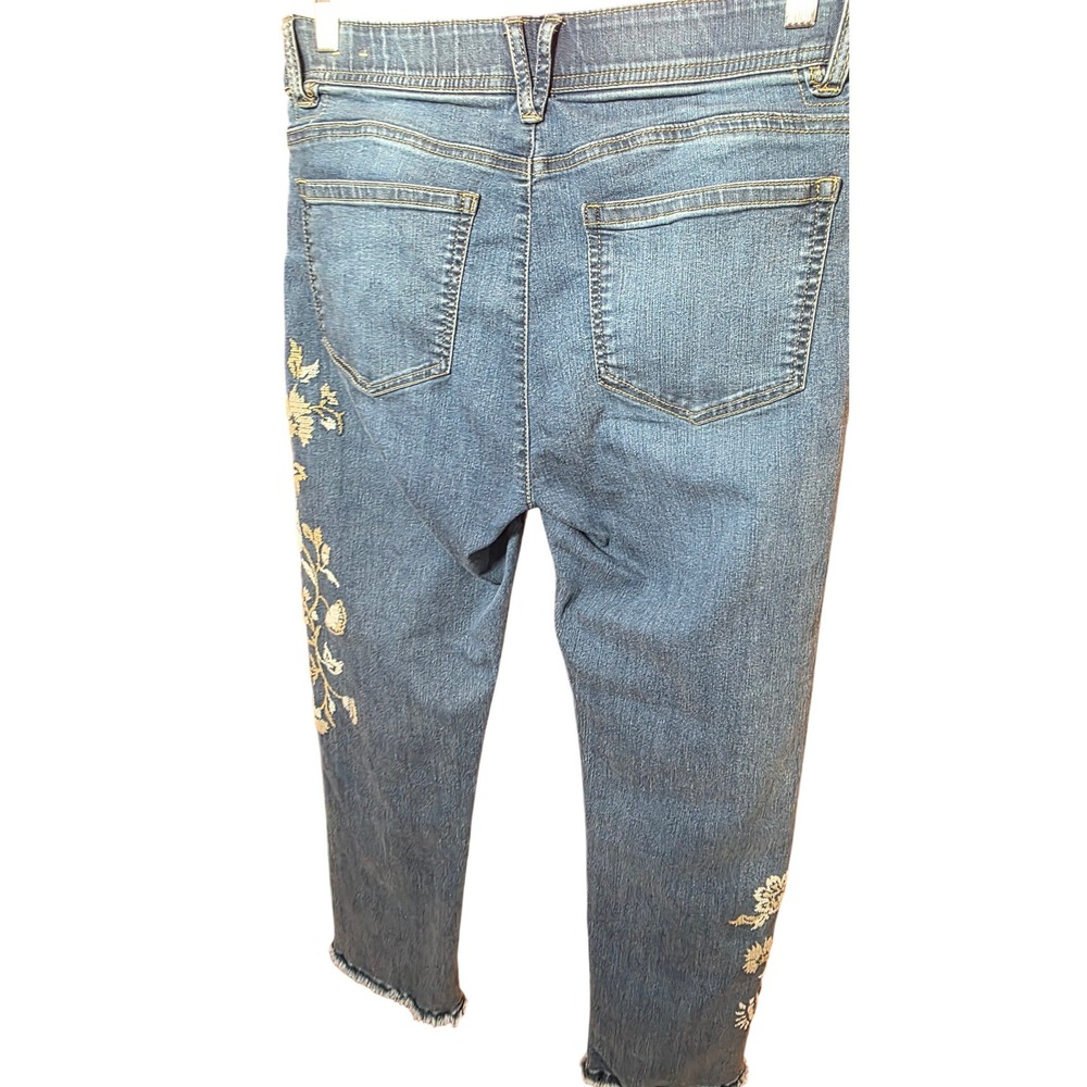 Democracy Ab Solution Embroidered Raw Hem Straight Leg Jeans Blue Womens 10 - Picture 7 of 8